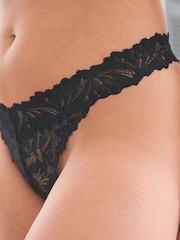 Black Thong Ultimate Comfort Lace Knickers - Image 4 of 5