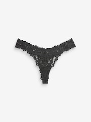 Black Thong Ultimate Comfort Lace Knickers - Image 5 of 5