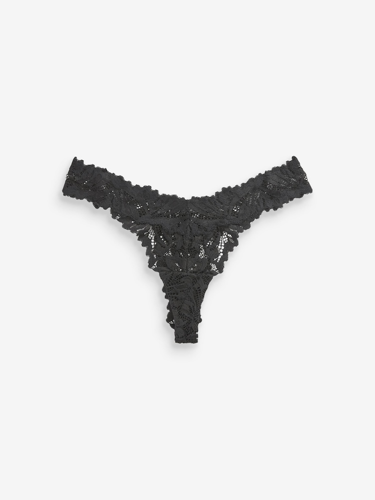 Black Thong Ultimate Comfort Lace Knickers - Image 5 of 5