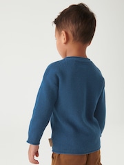Indigo Blue Henley Button Neck Jumper (3mths-7yrs) - Image 3 of 6