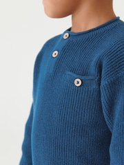 Indigo Blue Henley Button Neck Jumper (3mths-7yrs) - Image 4 of 6