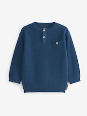 Indigo Blue Henley Button Neck Jumper (3mths-7yrs) - Image 5 of 6