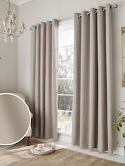 Laura Ashley Dove Grey Abbot Blackout Thermal Eyelet Curtains - Image 1 of 2