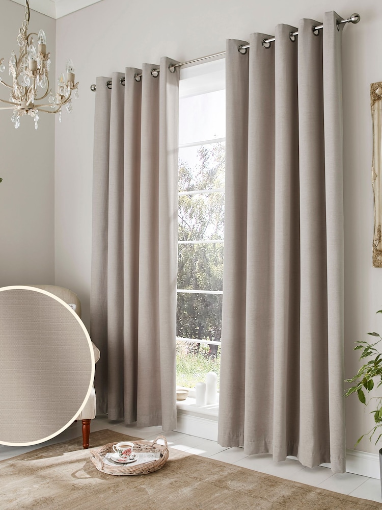 Laura Ashley Dove Grey Abbot Blackout Thermal Eyelet Curtains - Image 1 of 2