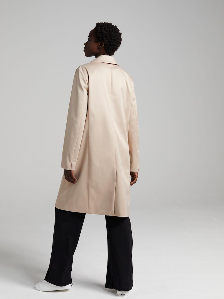 Calvin Klein Neutral Shine Sateen Crombie Coat - Image 2 of 3