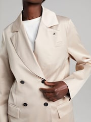 Calvin Klein Neutral Shine Sateen Crombie Coat - Image 3 of 3