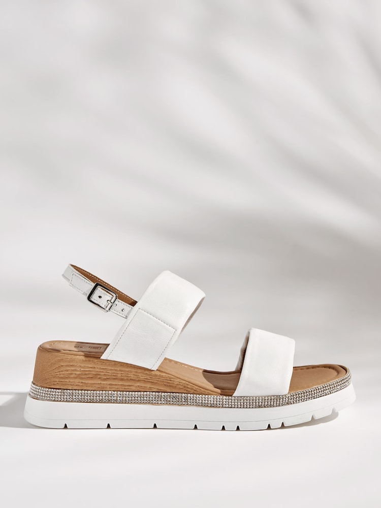 White Extra Wide Fit Forever Comfort® Leather Sport Bling Wedges - Image 3 of 5