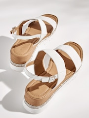 White Extra Wide Fit Forever Comfort® Leather Sport Bling Wedges - Image 4 of 5
