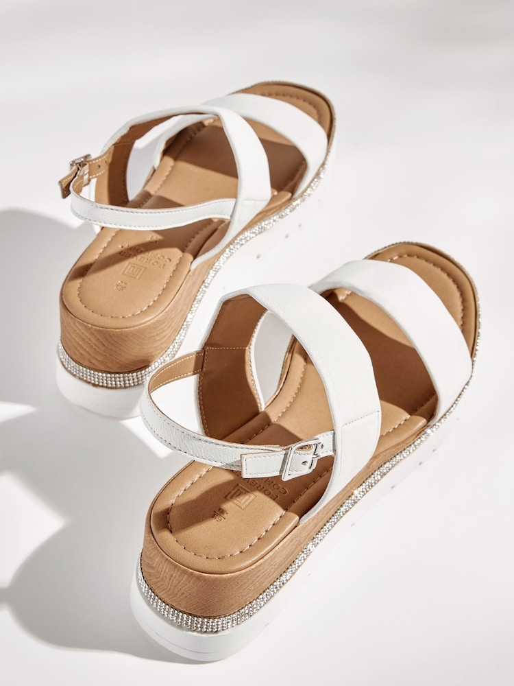 White Extra Wide Fit Forever Comfort® Leather Sport Bling Wedges - Image 4 of 5