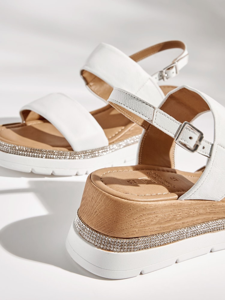 White Extra Wide Fit Forever Comfort® Leather Sport Bling Wedges - Image 5 of 5