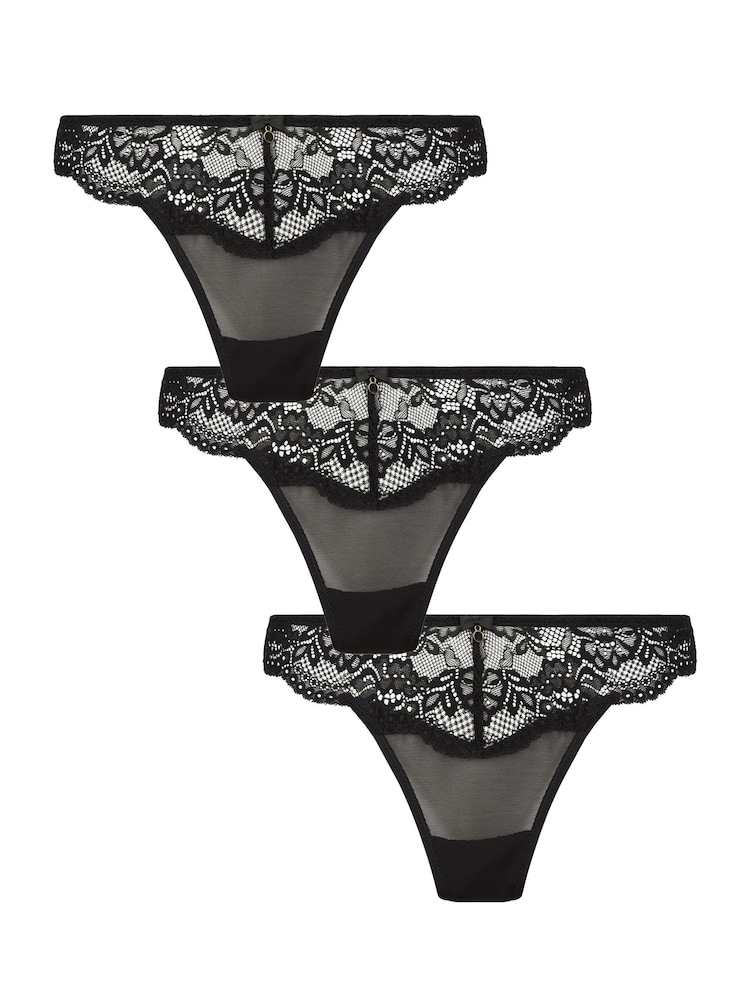 Zwart - Ann Summers sexy kanten strings verpakking van 3 - Image 1 of 3