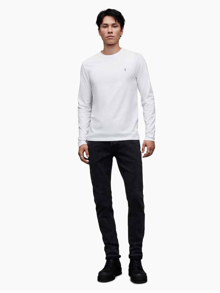 AllSaints White Brace Long Sleeve 100% Cotton Crew T-Shirt - Image 2 of 6