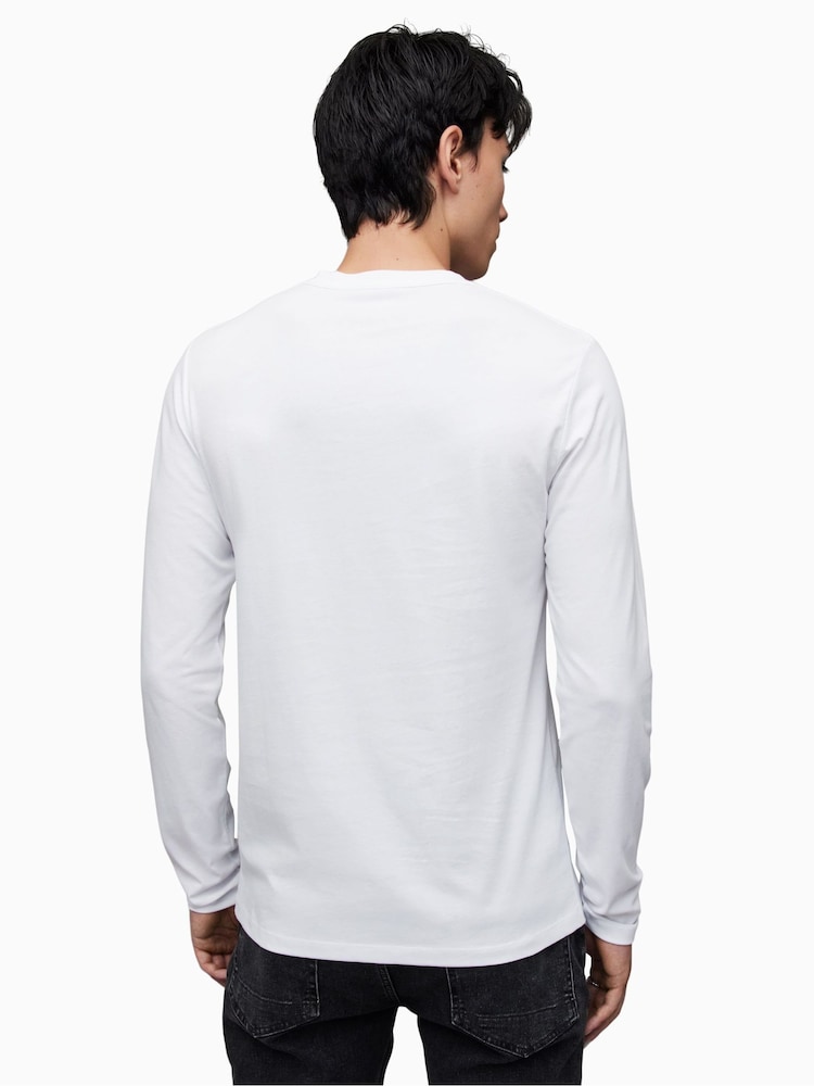AllSaints White Brace Long Sleeve 100% Cotton Crew T-Shirt - Image 3 of 6