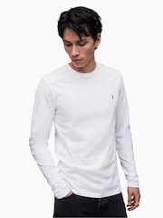 AllSaints White Brace Long Sleeve 100% Cotton Crew T-Shirt - Image 4 of 6