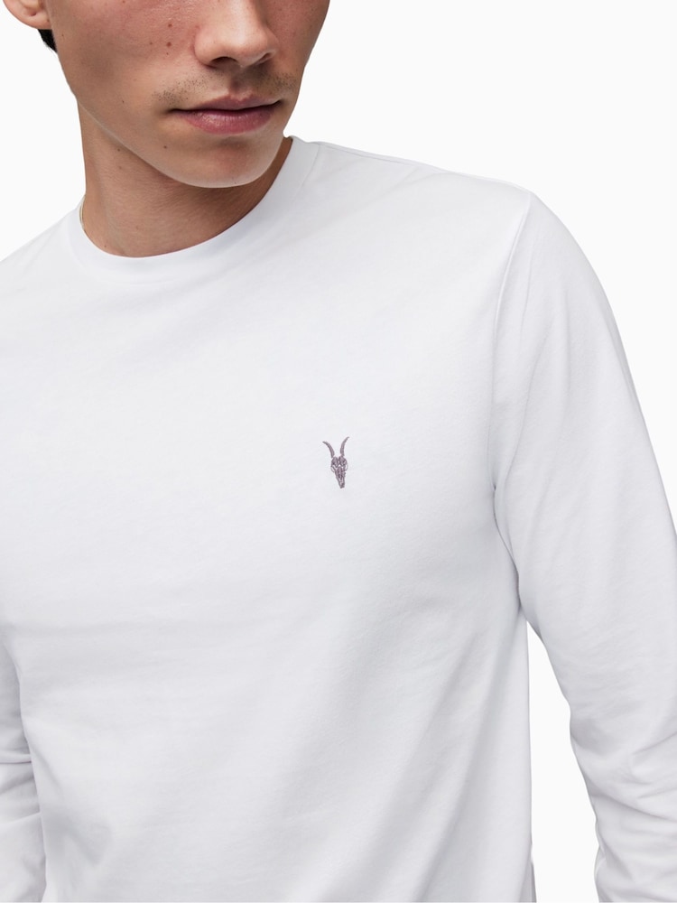 AllSaints White Brace Long Sleeve 100% Cotton Crew T-Shirt - Image 5 of 6