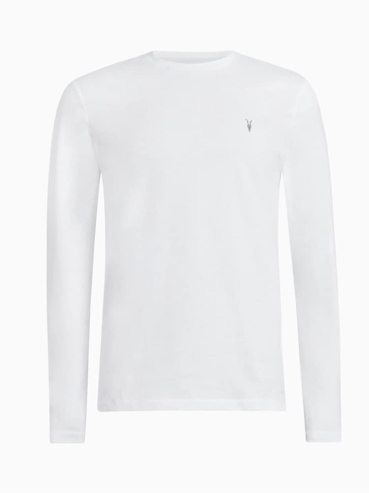 AllSaints White Brace Long Sleeve 100% Cotton Crew T-Shirt - Image 6 of 6