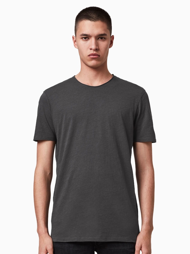 AllSaints Black Crome Figure Short Sleeve Crew 100% Cotton T-Shirt - Image 1 of 6