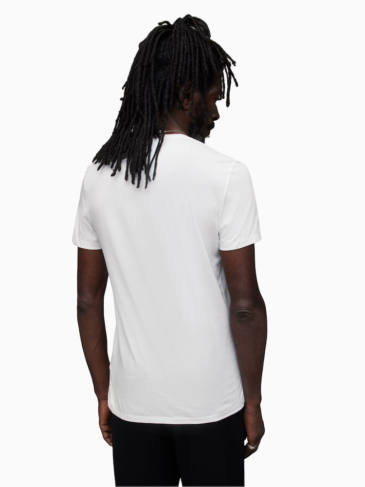 AllSaints White Tonic V-Neck 100% Cotton T-Shirt - Image 2 of 5