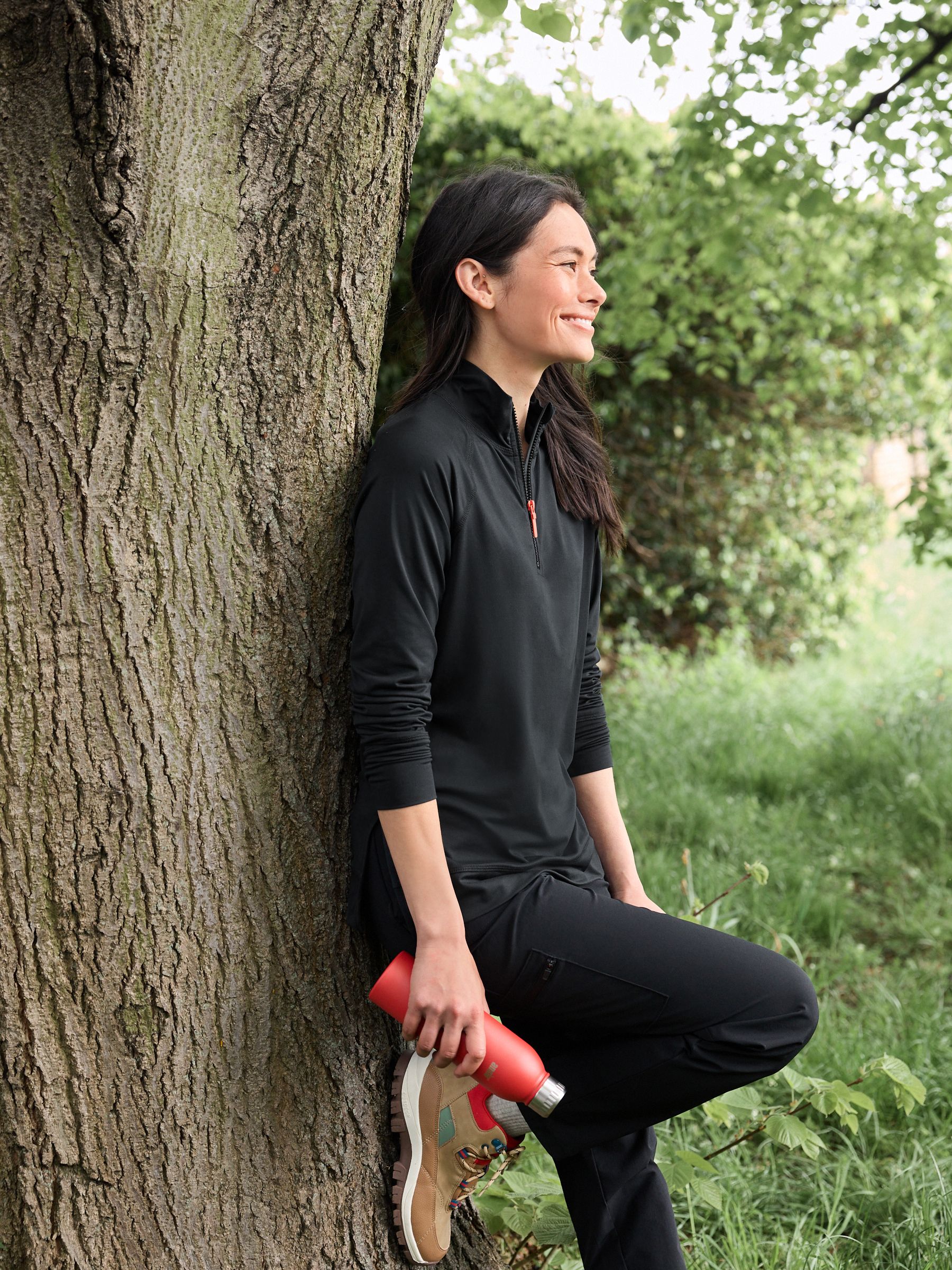Buy Black Next Active Sports Long Sleeve Zip Neck Top from Next Luxembourg