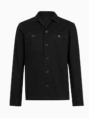 AllSaints Black 100% Cotton Spotter Military Shirt - Image 8 of 9