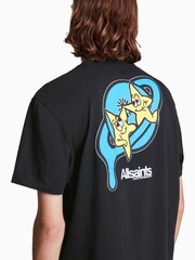 AllSaints Black High Five Short Sleeve Crew 100% Cotton T-Shirt - Image 5 of 6