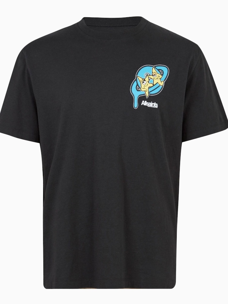 AllSaints Black High Five Short Sleeve Crew 100% Cotton T-Shirt - Image 6 of 6