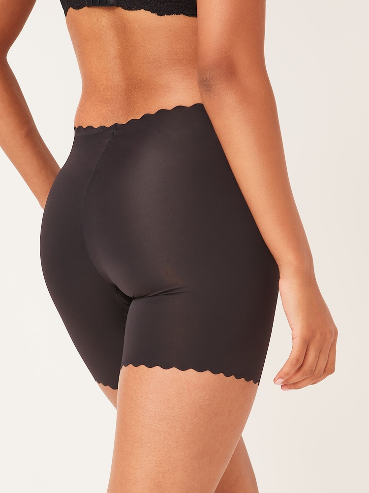 Black Scallop Tummy Control & Thigh Smoothing Briefs - Image 2 of 4