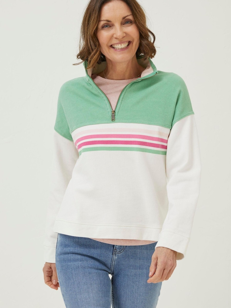 FatFace Green Colourblock Relaxed Airlie Sweatshirt - Image 1 of 6