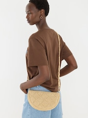 Oliver Bonas Natural Betty Cream Straw Weave Crossbody Sling Bag - Image 1 of 7