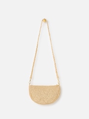 Oliver Bonas Natural Betty Cream Straw Weave Crossbody Sling Bag - Image 3 of 7