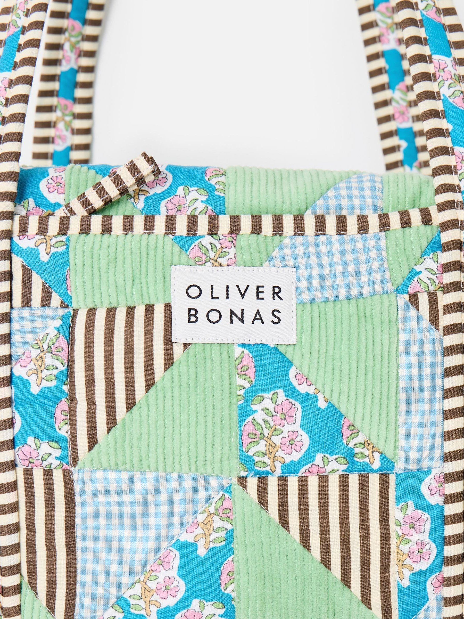 Buy Oliver Bonas Green Emily Patchwork Corduroy Cotton Quilted Bag