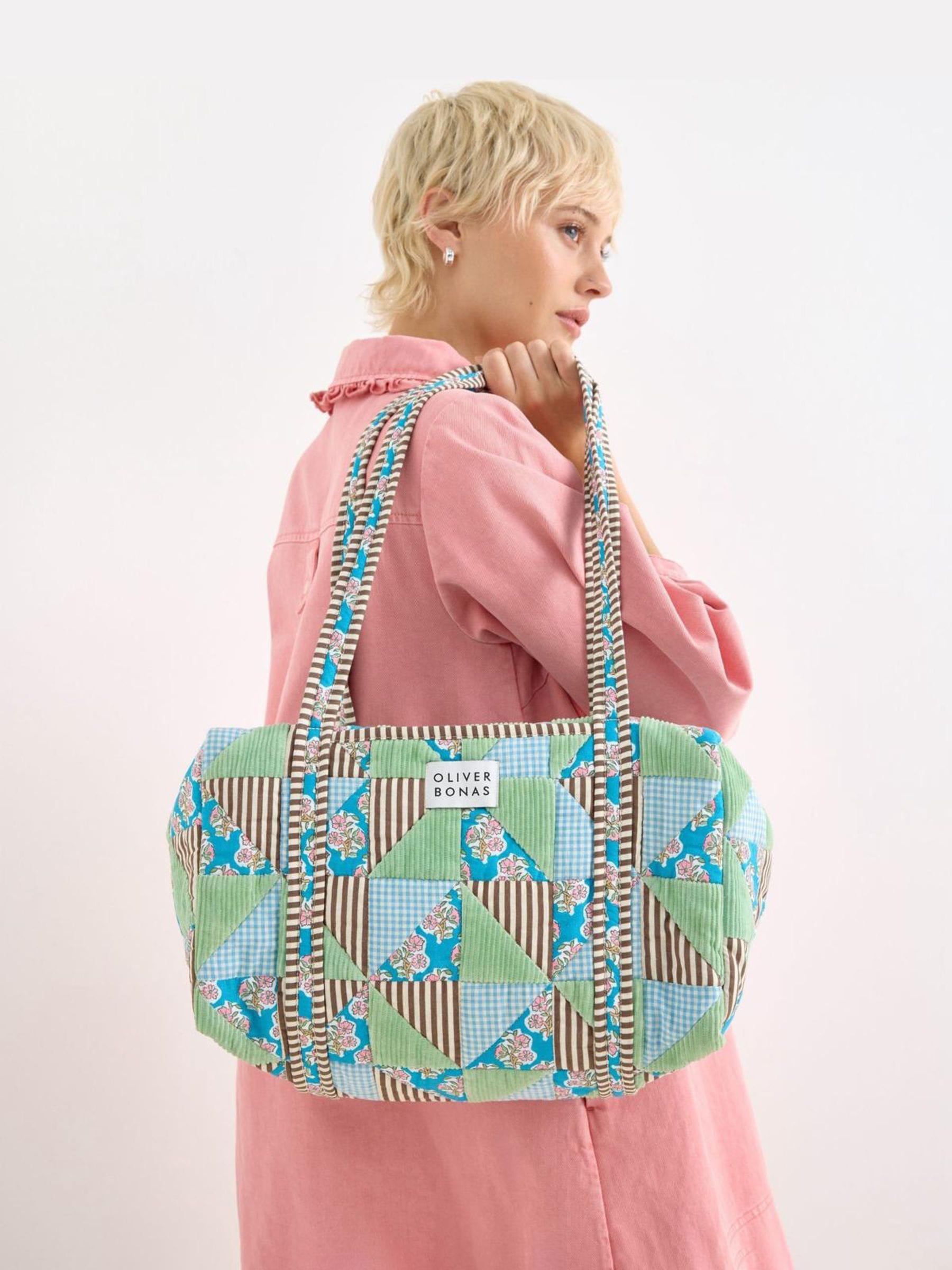Buy Oliver Bonas Green Emily Patchwork Corduroy Cotton Quilted Bag