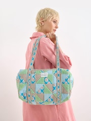 Oliver Bonas Green Emily Green & Blue Patchwork Corduroy Quilted Bag - Image 6 of 7