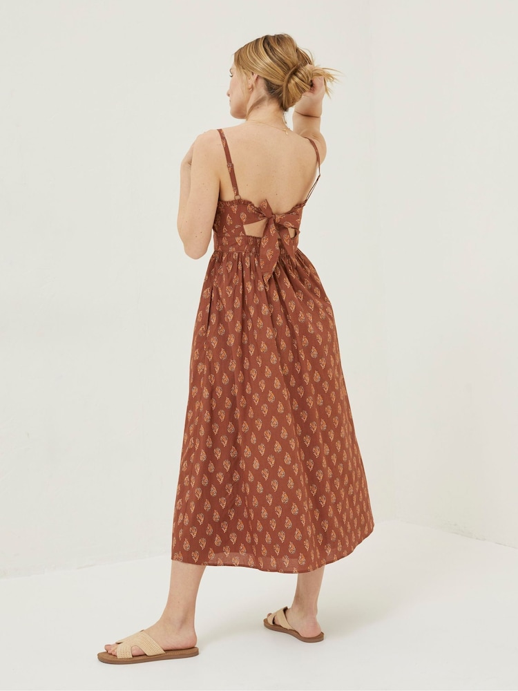FatFace Brown Woodblock Jayden Midi Dress - Image 2 of 6