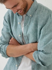FatFace Green Plain Linen Shirt - Image 4 of 6