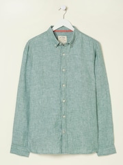 FatFace Green Plain Linen Shirt - Image 6 of 6