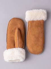 Lakeland Leather Tan Brown Ladies Classic Sheepskin Mittens - Image 2 of 5