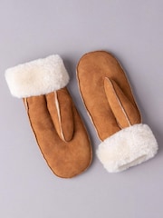 Lakeland Leather Tan Brown Ladies Classic Sheepskin Mittens - Image 3 of 5