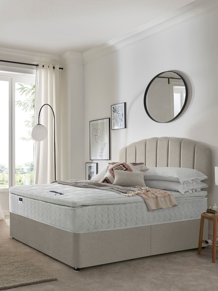 Silentnight Natural Miracoil Pillow Top Mattress and Divan Base Bed Set - Image 1 of 6