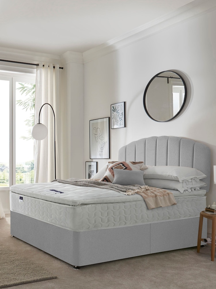 Silentnight Grey Miracoil Pillow Top Mattress and Divan Base Bed Set - Image 1 of 6