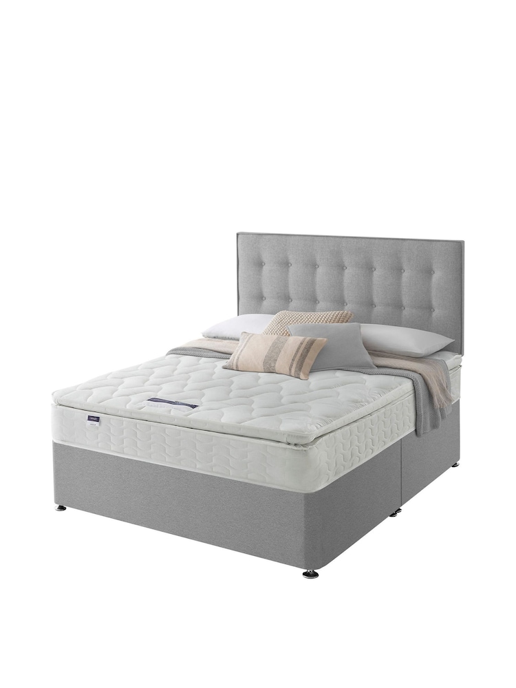 Silentnight Grey Miracoil Pillow Top Mattress and Divan Base Bed Set - Image 2 of 6