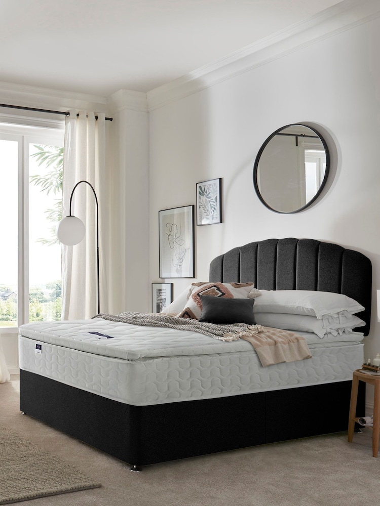 Silentnight Black Miracoil Pillow Top Mattress and Divan Base Bed Set - Image 1 of 6