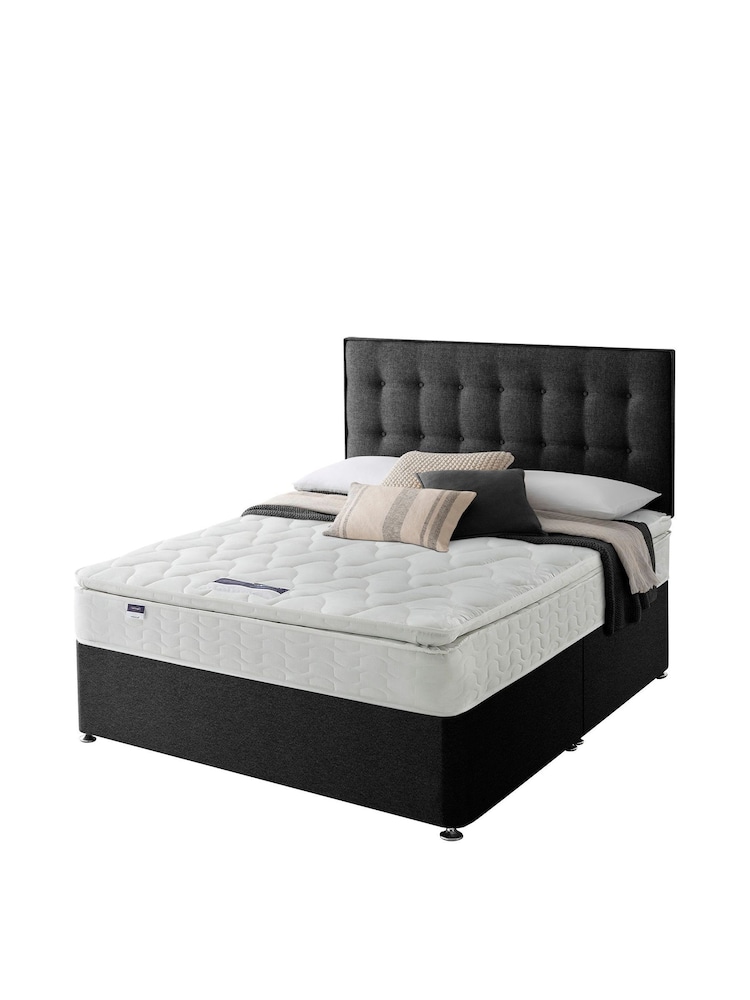 Silentnight Black Miracoil Pillow Top Mattress and Divan Base Bed Set - Image 2 of 6
