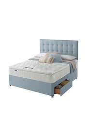 Silentnight Blue Miracoil Pillow Top Mattress and 2 Drawer Divan Base Bed Set - Image 2 of 6