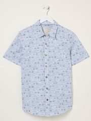 FatFace Blue Vintage Tile Print Shirt - Image 5 of 5