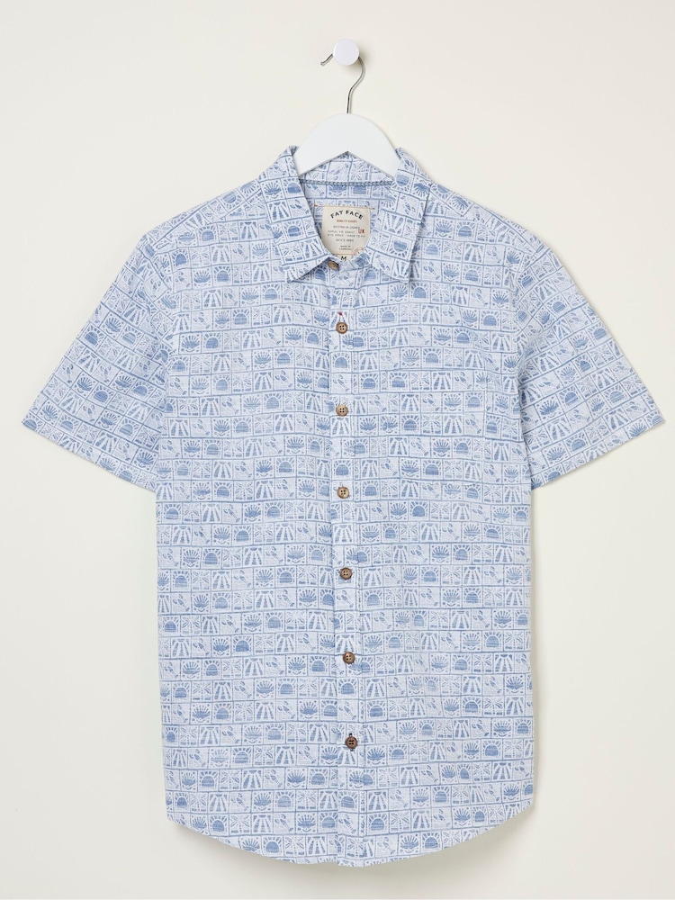 FatFace Blue Vintage Tile Print Shirt - Image 5 of 5