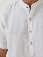 FatFace White Pop Over Linen Shirt - Image 3 of 4