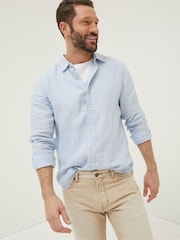 FatFace Blue Stripe Linen Shirt - Image 1 of 5