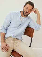 FatFace Blue Stripe Linen Shirt - Image 4 of 5