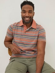 FatFace Orange Penzance Stripe Polo Shirt - Image 1 of 6